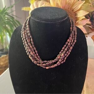 Silpada Layered Multi Chain Wood Beads 925 Silver Necklace